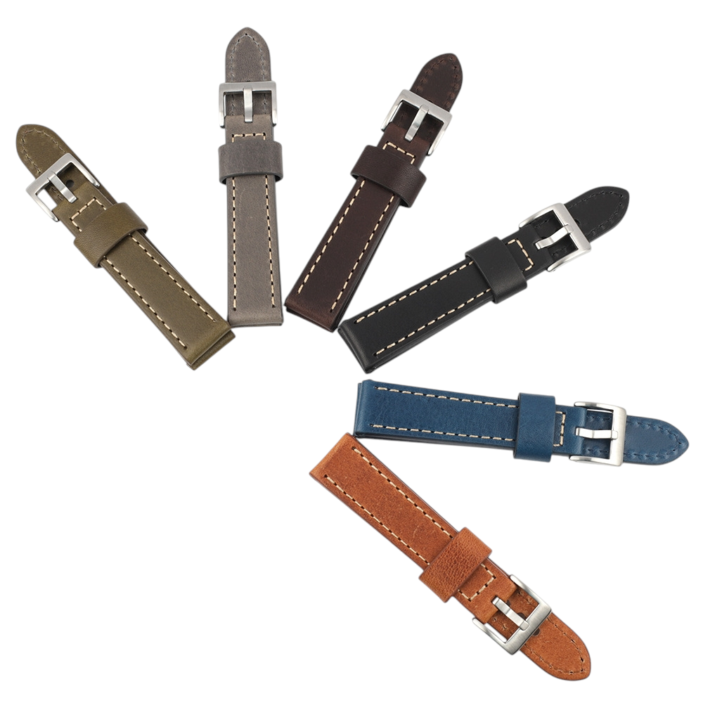 White Smoke Handmade Vintage Smooth Double-Sided Watch Strap for Rolex, Omega, Seiko, IWC, Tudor, Hamilton, Cartier, Panerai, Patek Philippe, Breitling - Heritage Flat-Grain Series - 18mm 20mm 22mm 24mm 26mm - Aethelgard
