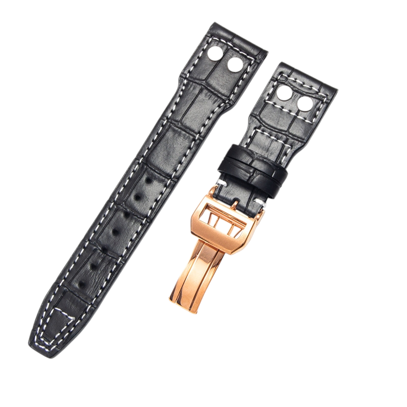 White Smoke Replacement Strap for IWC Pilot Mark XVIII - Little Prince IW327004 - 377714 - Riveted Heritage Genuine Cowhide Leather - Aethelgard Atelier