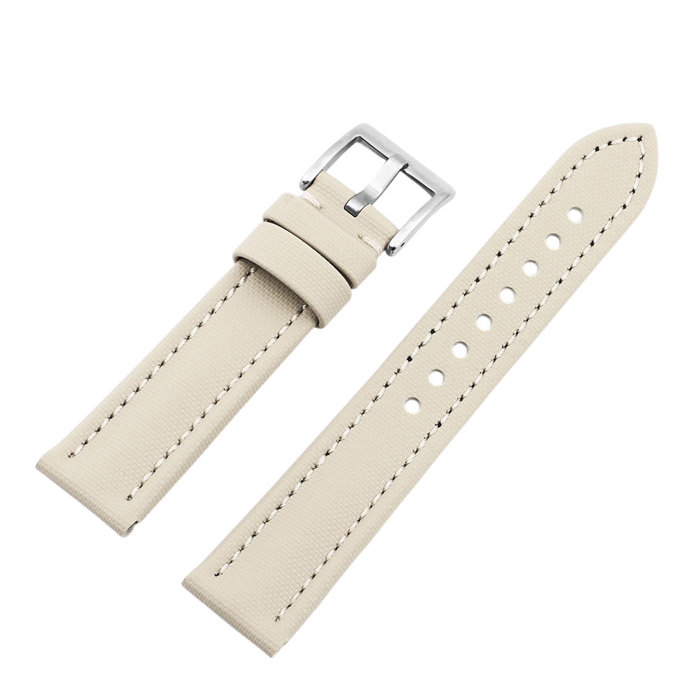 White Smoke Handmade Oxford Textile & Leather Hybrid Strap for Rolex, Omega, Seiko, IWC, Tudor, Hamilton, Cartier, Panerai, Breitling, Patek Philippe - MoonSwatch - Blancpain Tactical Style - 18mm 20mm 22mm 24mm - Aethelgard