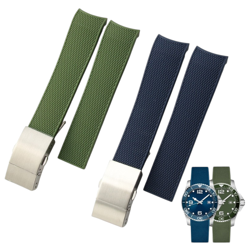 White Smoke Replacement Strap for Longines HydroConquest L3.781-742-VHP 19mm-21mm - Curved-End Performance Silicone Rubber - Aethelgard Atelier