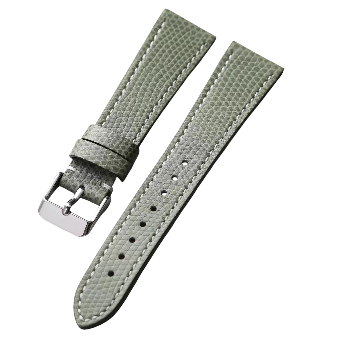 Handmade Lizard-Pattern Luminous Calfskin Watch Strap for Cartier, Patek Philippe, Rolex - Olive Green Dress Series - 18mm 20mm 22mm 24mm - Aethelgard