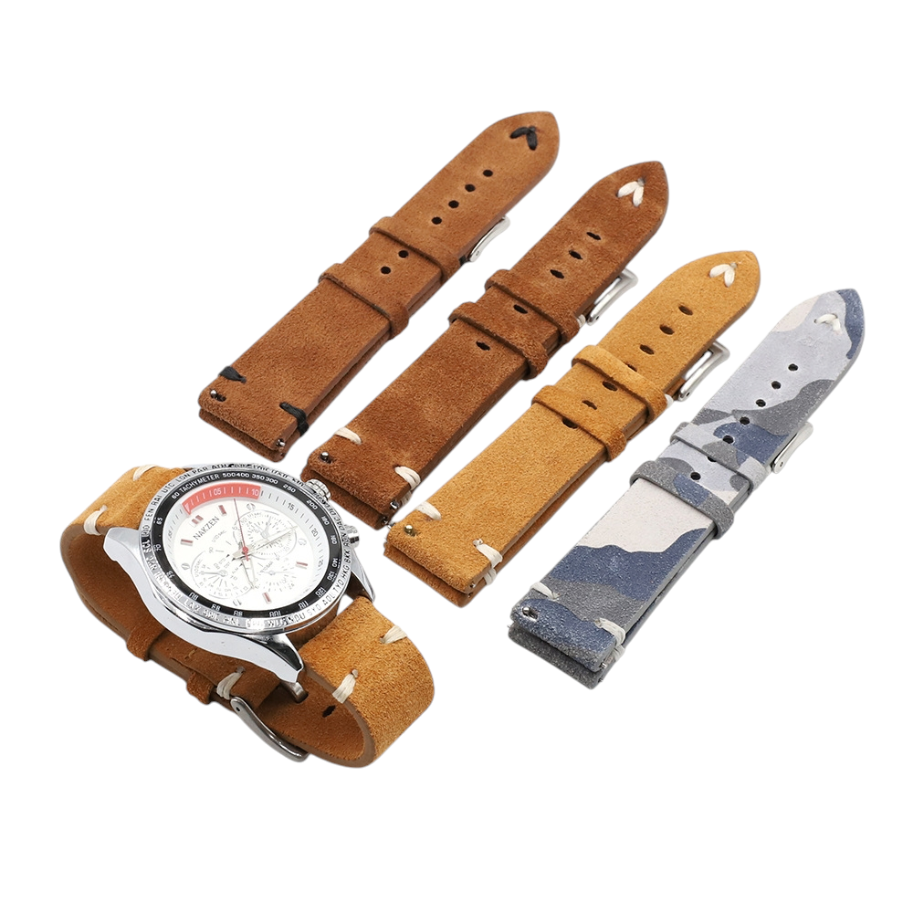 White Smoke Handmade Premium Brown Suede Strap for Rolex, Omega, Seiko, IWC, Tudor, Hamilton, Cartier, Panerai, Breitling, Patek Philippe - Modern Quick-Release Series - 18mm 20mm 22mm 24mm - Aethelgard