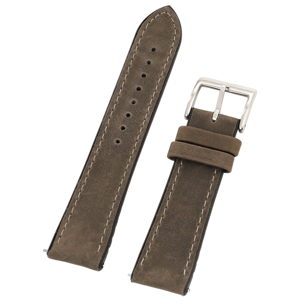 White Smoke Handmade Crazy Horse Silicone Hybrid Watch Strap for Rolex, Omega, Panerai, IWC, Tudor, Seiko, Hamilton, Patek Philippe, Breitling, Citizen - Performance Lined Sport Series - 18mm 20mm 22mm 24mm - Aethelgard