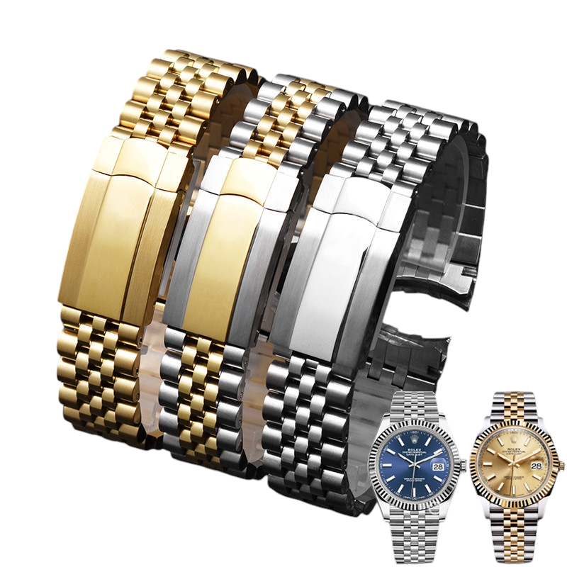 White Smoke Replacement Strap for Rolex Oyster Perpetual - Datejust 41mm Series - Reinforced Solid 316L Stainless Steel - Aethelgard