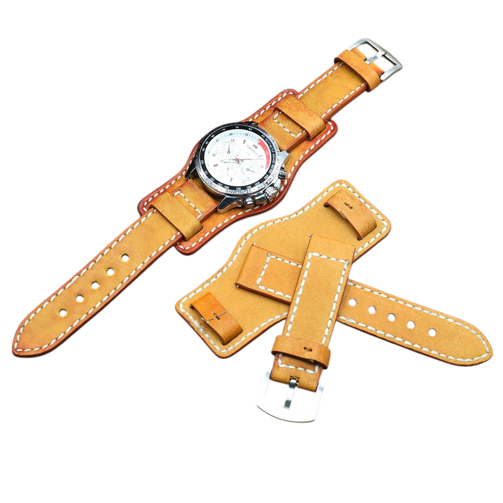 White Smoke Handmade Aged Timeworn Rub-Color BUND Strap for Rolex, Omega, Seiko, IWC, Tudor, Hamilton, Cartier, Panerai, Breitling, Patek Philippe - Wabi-Sabi Heritage Artisan Series - 18mm 20mm 22mm 24mm - Aethelgard