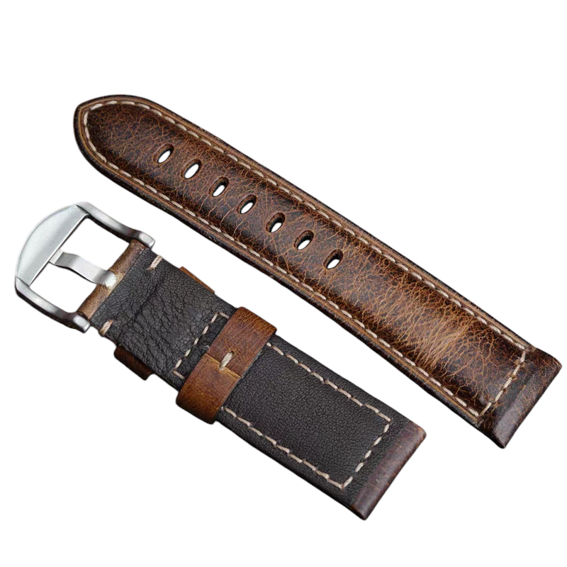 Handmade Oil Wax Pull-Up Patina Leather Watch Strap for Seiko, Panerai, IWC, Tudor - Vintage Evolution Series - 18mm 20mm 22mm 24mm - Aethelgard