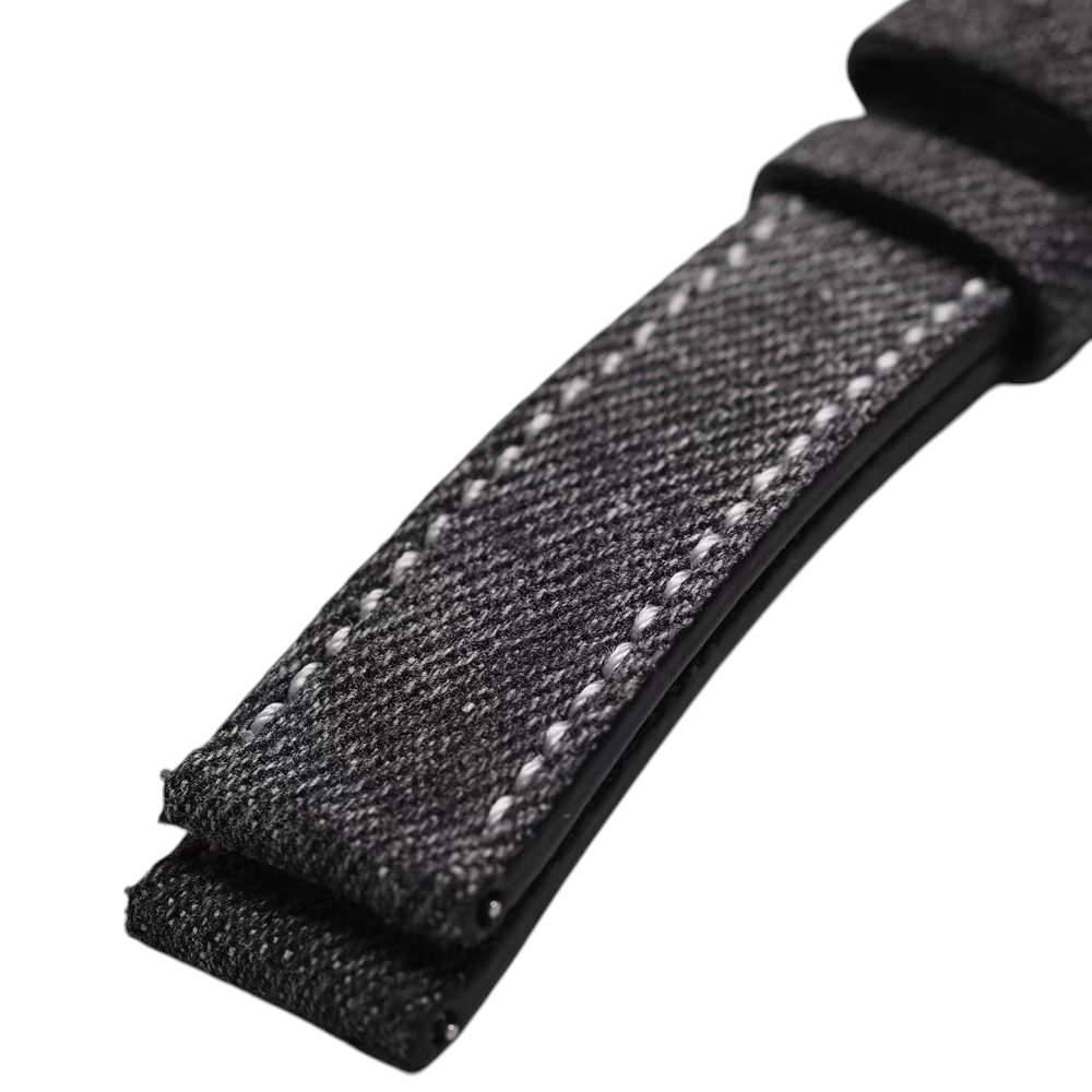 White Smoke Handmade Okayama Ultra-Thin Waterproof Denim Watch Strap for Rolex, Omega, Panerai, IWC, Tudor, Seiko, Hamilton, Patek Philippe, Breitling, Citizen - Aviation Grade Textile Series - 18mm 20mm 22mm 24mm - Aethelgard