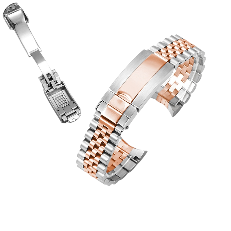 White Smoke Replacement Strap for Rolex Datejust - GMT-Master II Jubilee Series - Solid 316L Jubilee-Style Stainless Steel - Aethelgard Atelier