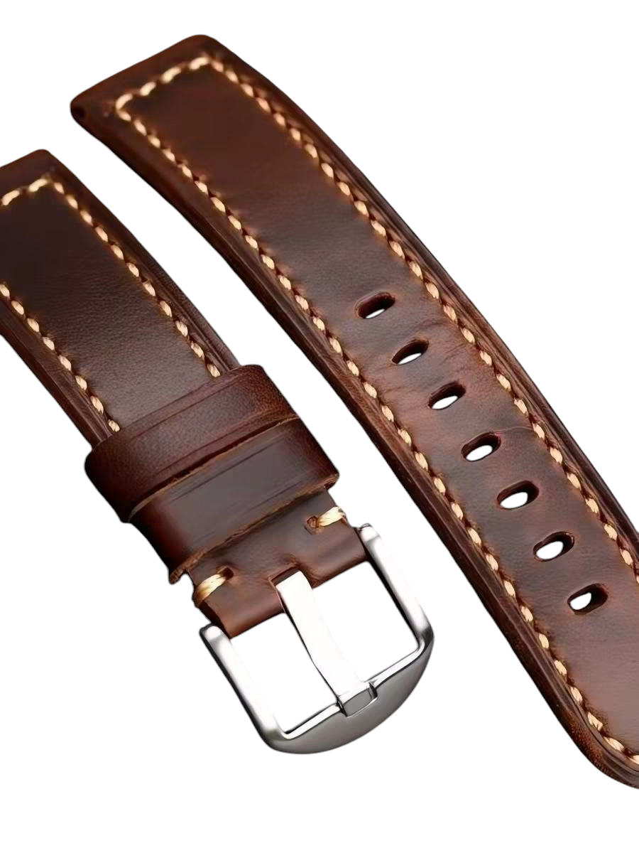 White Smoke Handmade American Horween Chromexcel Brown Watch Strap for IWC, Panerai, Hamilton, Seiko - Heritage Pull-Up Series - 18mm 20mm 22mm 24mm - Aethelgard