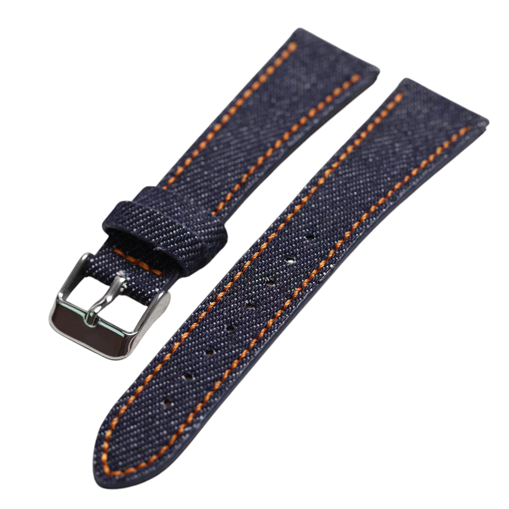 White Smoke Handmade Okayama Ultra-Thin Waterproof Denim Watch Strap for Rolex, Omega, Panerai, IWC, Tudor, Seiko, Hamilton, Patek Philippe, Breitling, Citizen - Aviation Grade Textile Series - 18mm 20mm 22mm 24mm - Aethelgard
