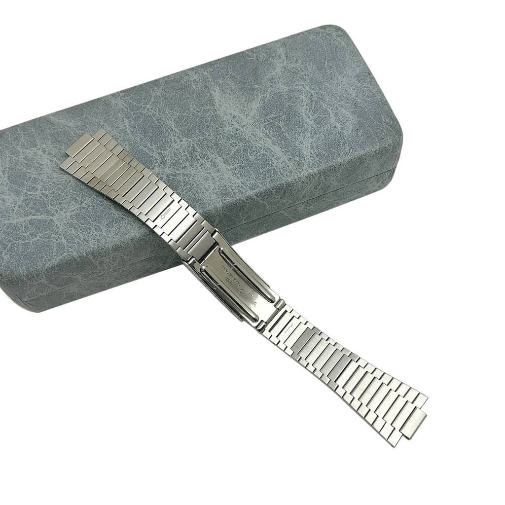 White Smoke Replacement Strap for Omega Vintage Retro TV Case Series - High-Density Brushed 316L Stainless Steel - Aethelgard Atelier