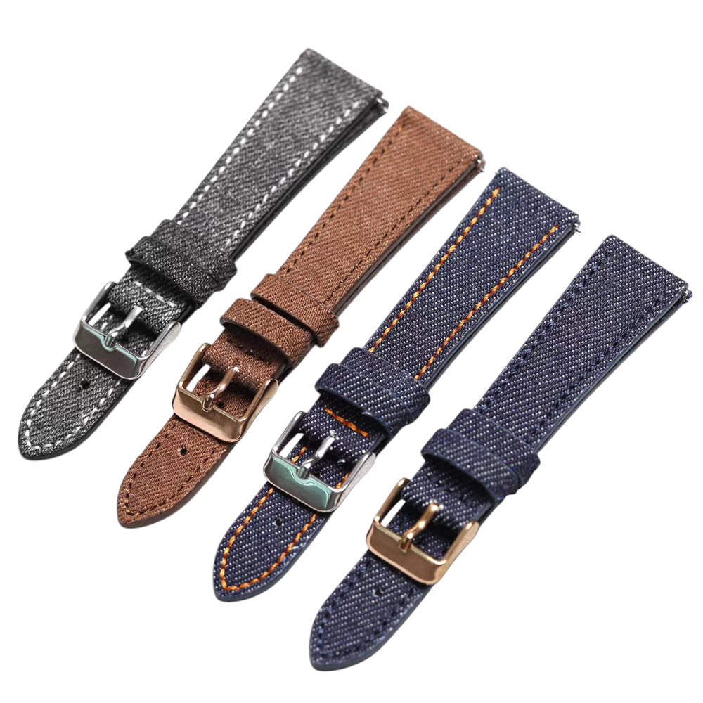 White Smoke Handmade Okayama Ultra-Thin Waterproof Denim Watch Strap for Rolex, Omega, Panerai, IWC, Tudor, Seiko, Hamilton, Patek Philippe, Breitling, Citizen - Aviation Grade Textile Series - 18mm 20mm 22mm 24mm - Aethelgard