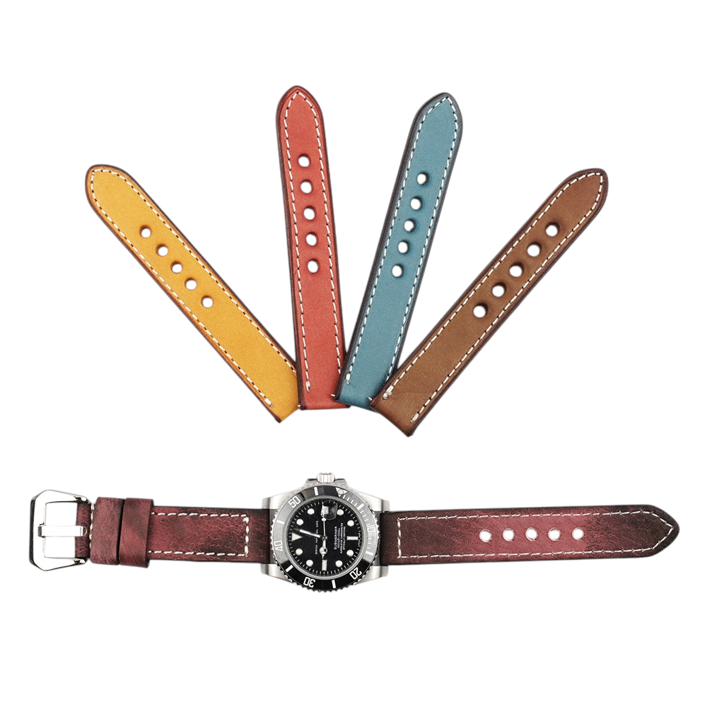 White Smoke Handmade Bespoke Panerai-Style Rub-Color Watch Strap for Rolex, Omega, Seiko, IWC, Tudor, Hamilton, Cartier, Panerai, Patek Philippe, Breitling - Heavy-Duty Diver Artisan Edition - 18mm 20mm 22mm 24mm 26mm - Aethelgard