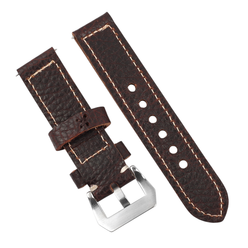 White Smoke Handmade Casual Coffee Lychee Stitched Watch Strap for Rolex, Omega, Seiko, IWC, Tudor, Hamilton, Cartier, Panerai, Patek Philippe, Breitling - Relaxed Weekend Artisan Series - 18mm 20mm 22mm 24mm 26mm - Aethelgard