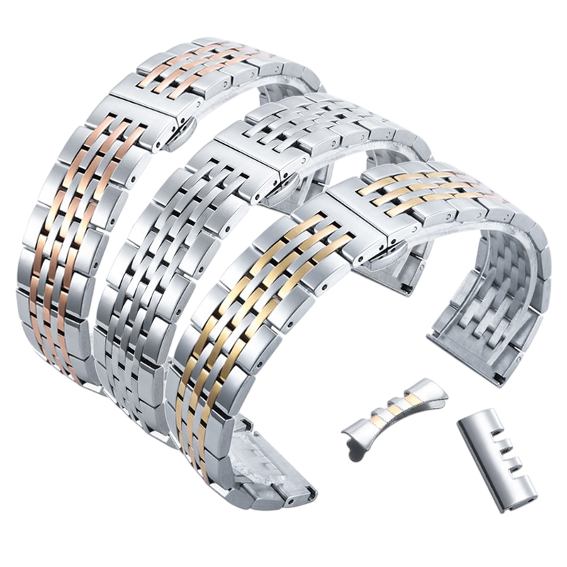 White Smoke Replacement Strap for Rolex-Tudor-Omega-Seiko Presidential 7-Link Solid Arc Series - Solid 316L Stainless Steel - Aethelgard