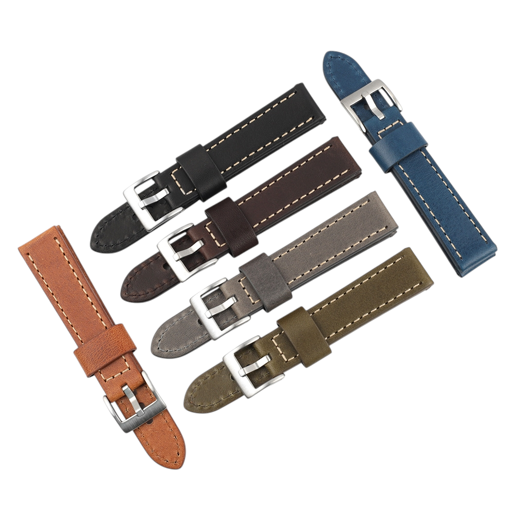White Smoke Handmade Vintage Smooth Double-Sided Watch Strap for Rolex, Omega, Seiko, IWC, Tudor, Hamilton, Cartier, Panerai, Patek Philippe, Breitling - Heritage Flat-Grain Series - 18mm 20mm 22mm 24mm 26mm - Aethelgard