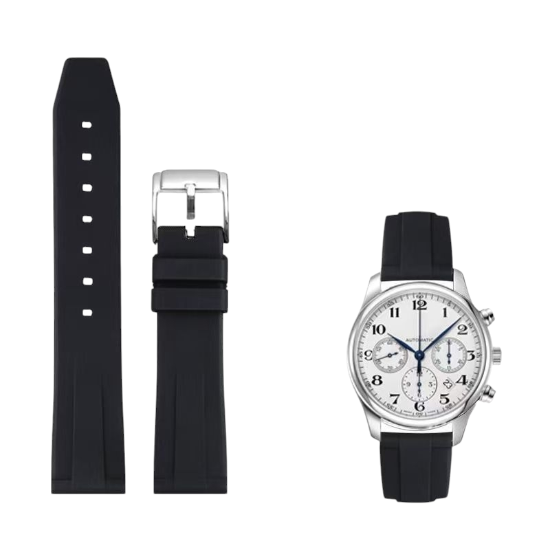 White Smoke Replacement Strap for Longines Master / Conquest / Spirit | Vulcanized FKM Rubber | Aethelgard Atelier