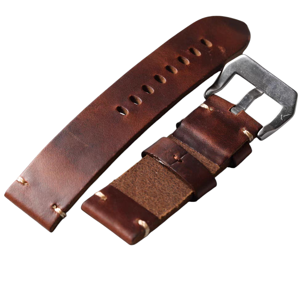 White Smoke Handmade Chicago Horween Chromexcel Watch Strap for Rolex, Omega, Panerai, IWC, Tudor, Seiko, Hamilton, Patek Philippe, Breitling, Citizen - American Legacy Artisan Series - 18mm 20mm 22mm 24mm - Aethelgard