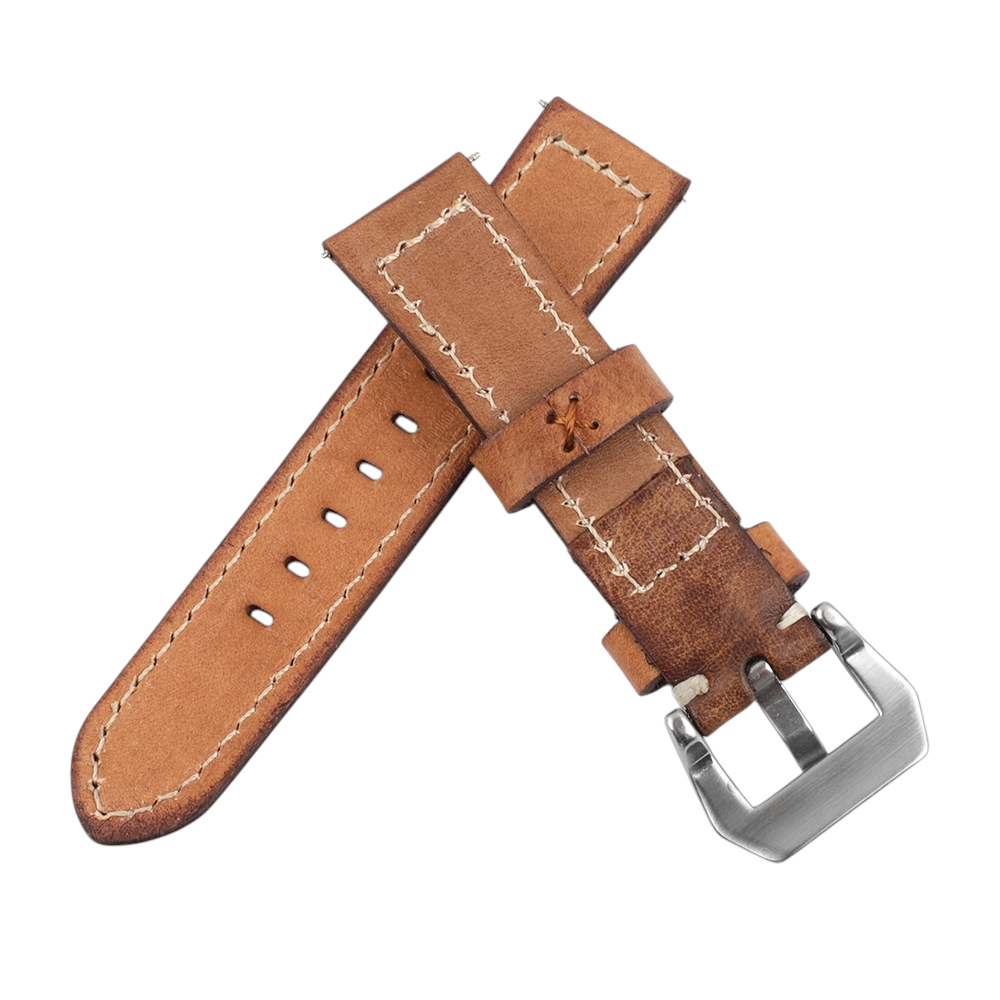 White Smoke Handmade Artisan Yellow Lychee Rub-Color Watch Strap for Rolex, Omega, Seiko, IWC, Tudor, Hamilton, Cartier, Panerai, Patek Philippe, Breitling - Aged Hand-Finished Heritage Series - 18mm 20mm 22mm 24mm 26mm - Aethelgard