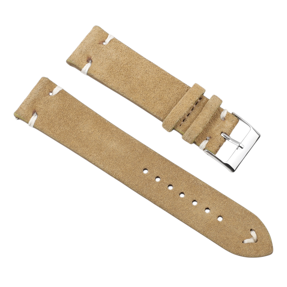 White Smoke Handmade Artisan Hand-Flipped Suede Watch Strap for Rolex, Omega, Seiko, IWC, Tudor, Hamilton, Cartier, Panerai, Patek Philippe, Breitling - Rugged Vintage Texture Series - 18mm 20mm 22mm 24mm 26mm - Aethelgard