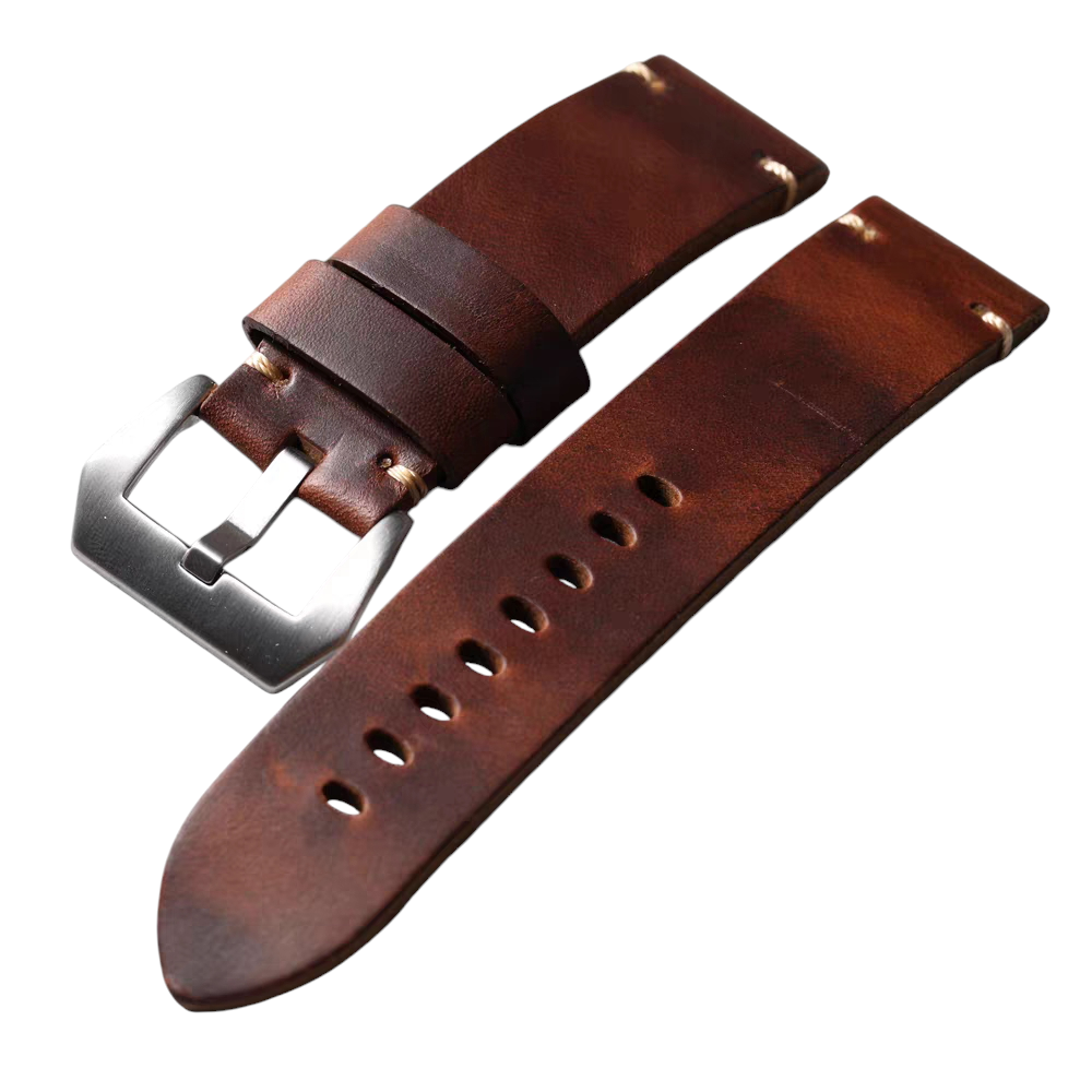 White Smoke Handmade Chicago Horween Chromexcel Watch Strap for Rolex, Omega, Panerai, IWC, Tudor, Seiko, Hamilton, Patek Philippe, Breitling, Citizen - American Legacy Artisan Series - 18mm 20mm 22mm 24mm - Aethelgard