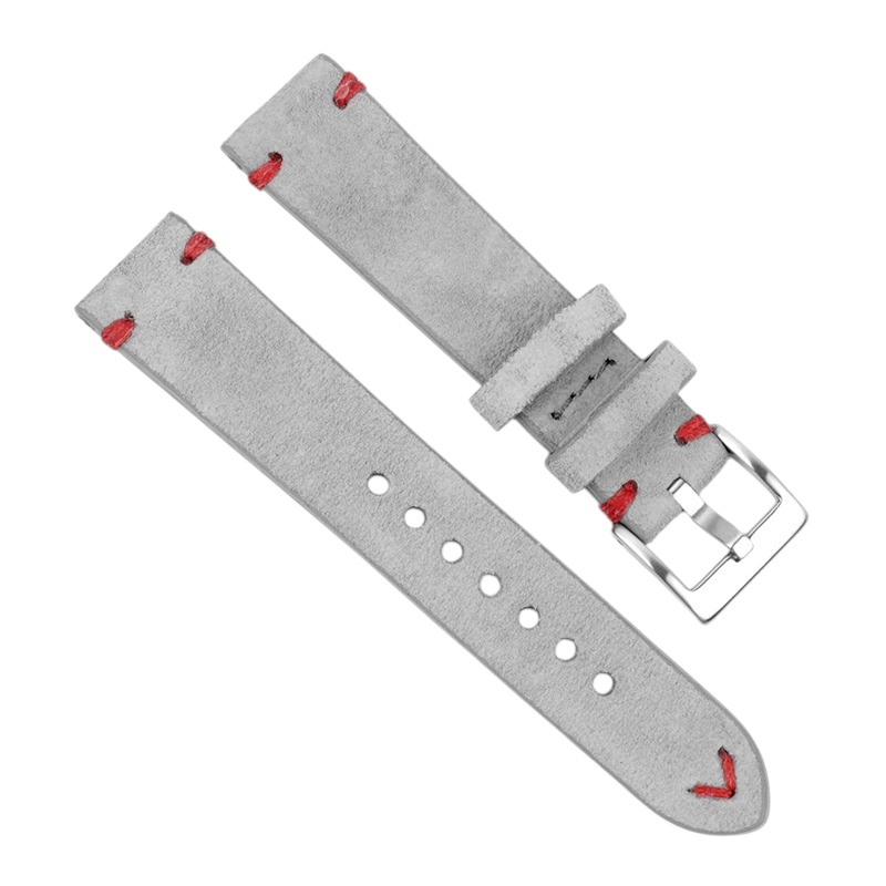 White Smoke Handmade Artisan Hand-Flipped Suede Watch Strap for Rolex, Omega, Seiko, IWC, Tudor, Hamilton, Cartier, Panerai, Patek Philippe, Breitling - Rugged Vintage Texture Series - 18mm 20mm 22mm 24mm 26mm - Aethelgard
