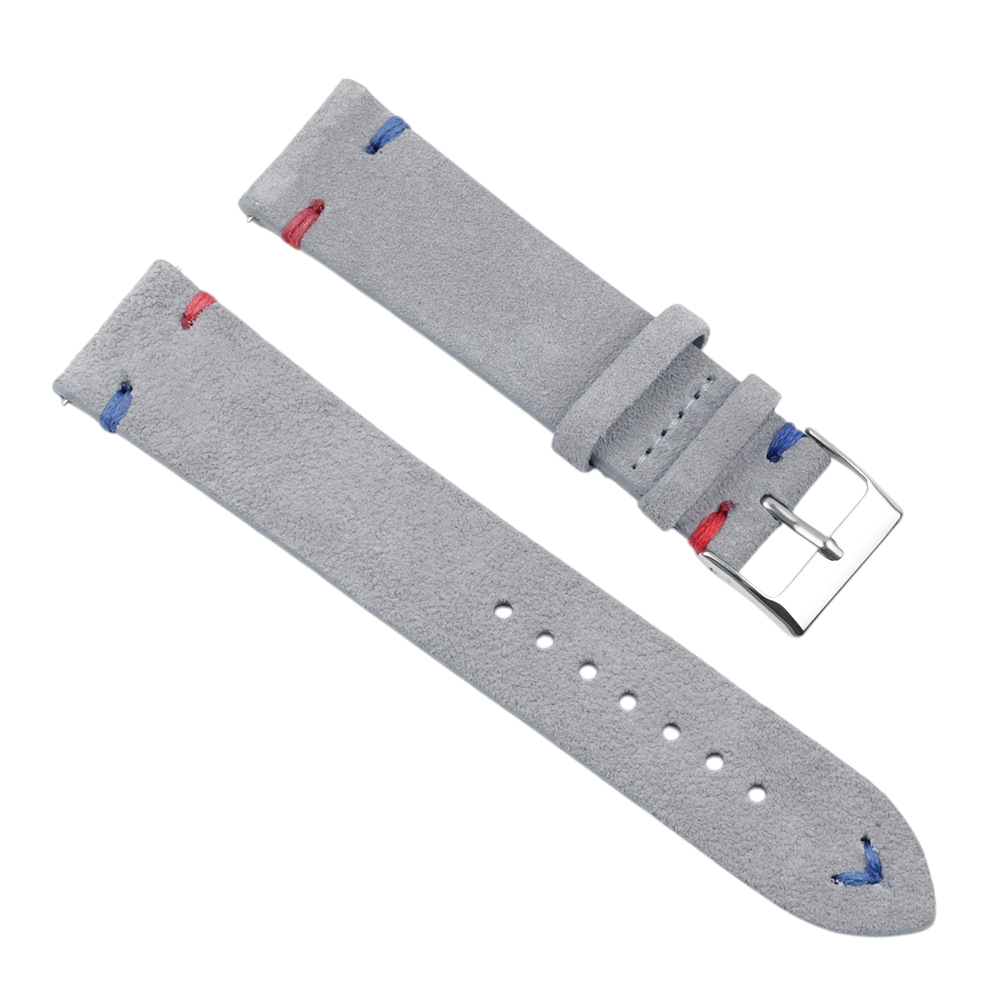 White Smoke Handmade Artisan Hand-Flipped Suede Watch Strap for Rolex, Omega, Seiko, IWC, Tudor, Hamilton, Cartier, Panerai, Patek Philippe, Breitling - Rugged Vintage Texture Series - 18mm 20mm 22mm 24mm 26mm - Aethelgard
