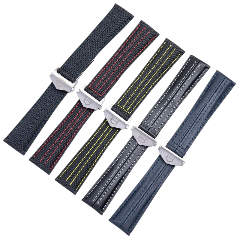 White Smoke Replacement Strap for TAG Heuer Carrera Porsche - Monaco Heritage Calibre 6 - Bespoke Leather and Nylon Performance Hybrid - Aethelgard Atelier