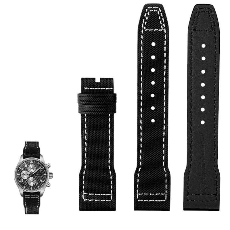White Smoke Replacement Strap for IWC Pilot Chrono IW388101 - Mark XVIII - Military Grade Nylon with Leather Lining - Aethelgard