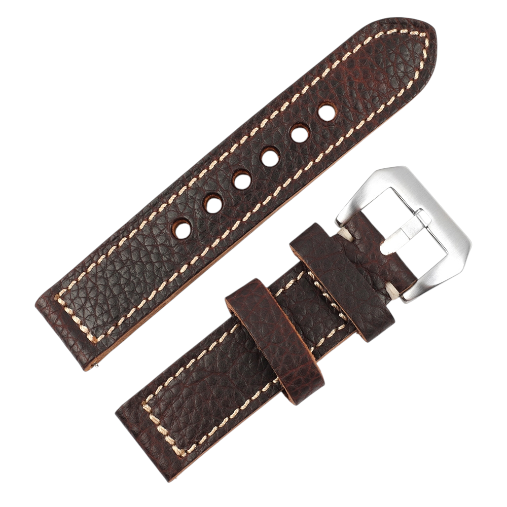 White Smoke Handmade Casual Coffee Lychee Stitched Watch Strap for Rolex, Omega, Seiko, IWC, Tudor, Hamilton, Cartier, Panerai, Patek Philippe, Breitling - Relaxed Weekend Artisan Series - 18mm 20mm 22mm 24mm 26mm - Aethelgard