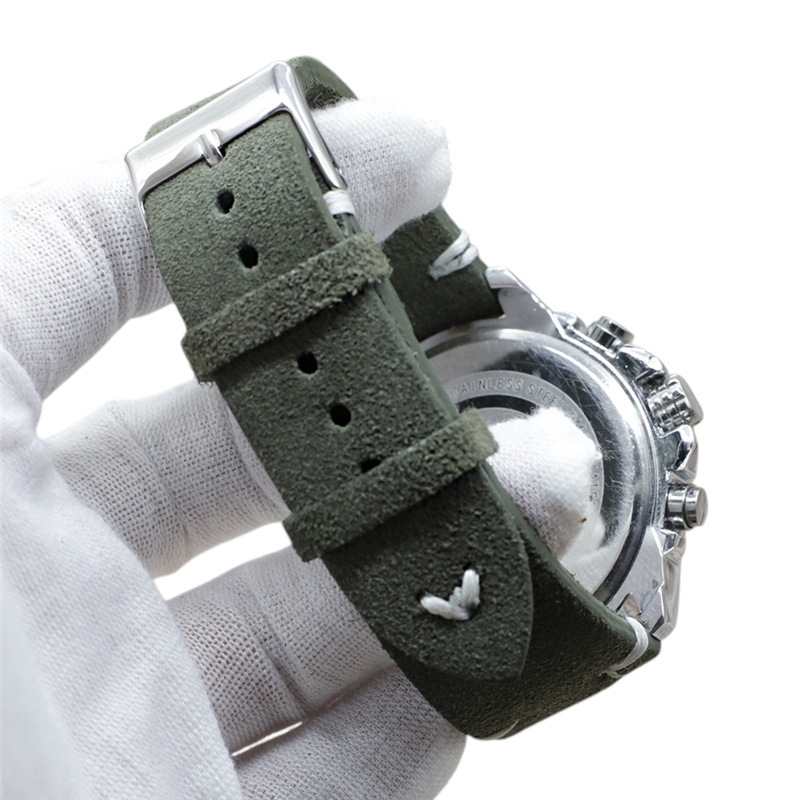 White Smoke Handmade Hand-Stitched Double-Layer Suede Watch Strap for Rolex, Omega, Seiko, IWC, Tudor, Hamilton, Cartier, Panerai, Patek Philippe, Breitling - Vintage Quick-Release Series - 18mm 20mm 22mm 24mm 26mm - Aethelgard