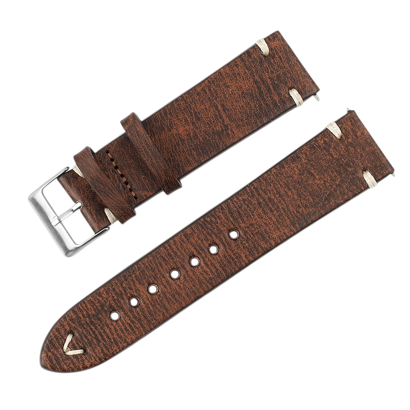 White Smoke Handmade Wild Bull-Neck Rub-Color Watch Strap for Rolex, Omega, Seiko, IWC, Tudor, Hamilton, Cartier, Panerai, Patek Philippe, Breitling - Deep Texture Artisan Heritage Series - 18mm 20mm 22mm 24mm 26mm - Aethelgard