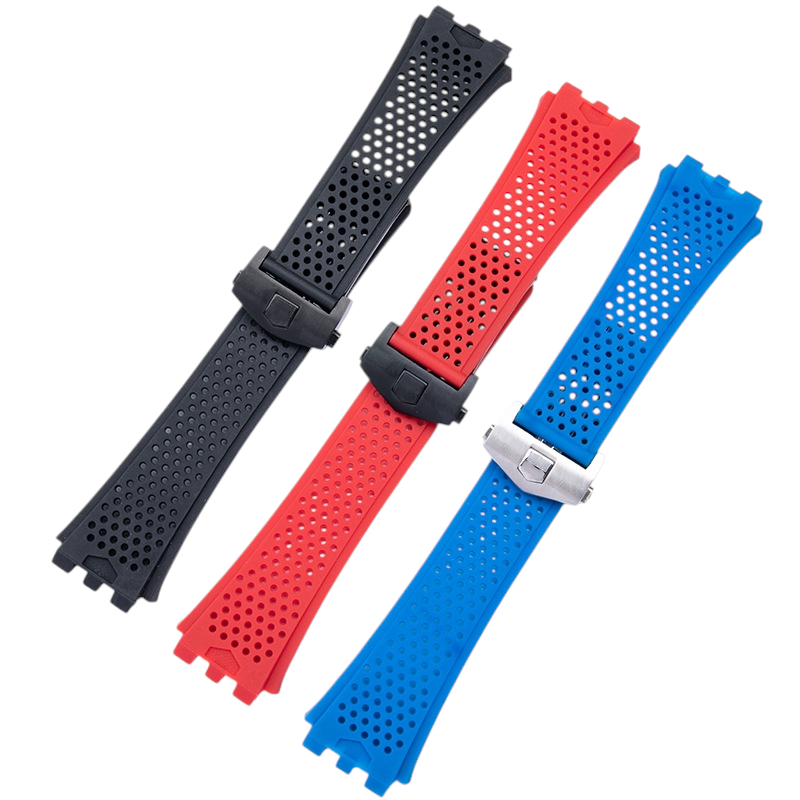 White Smoke Replacement Strap for TAG Heuer Carrera - Grand Carrera Series - Ergonomic Notched Performance Silicone - Aethelgard Atelier
