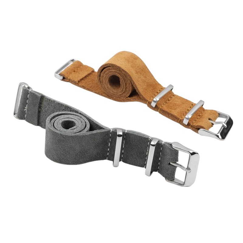 White Smoke Handmade Rugged Field Suede Strap for Rolex, Omega, Seiko, IWC, Tudor, Hamilton, Cartier, Panerai, Breitling, Patek Philippe - Military-Spec Single-Pass Long Band - 18mm 20mm 22mm 24mm - Aethelgard