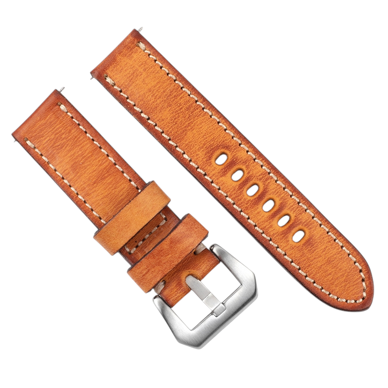 White Smoke Handmade Artisan Yellow Lychee Rub-Color Watch Strap for Rolex, Omega, Seiko, IWC, Tudor, Hamilton, Cartier, Panerai, Patek Philippe, Breitling - Aged Hand-Finished Heritage Series - 18mm 20mm 22mm 24mm 26mm - Aethelgard