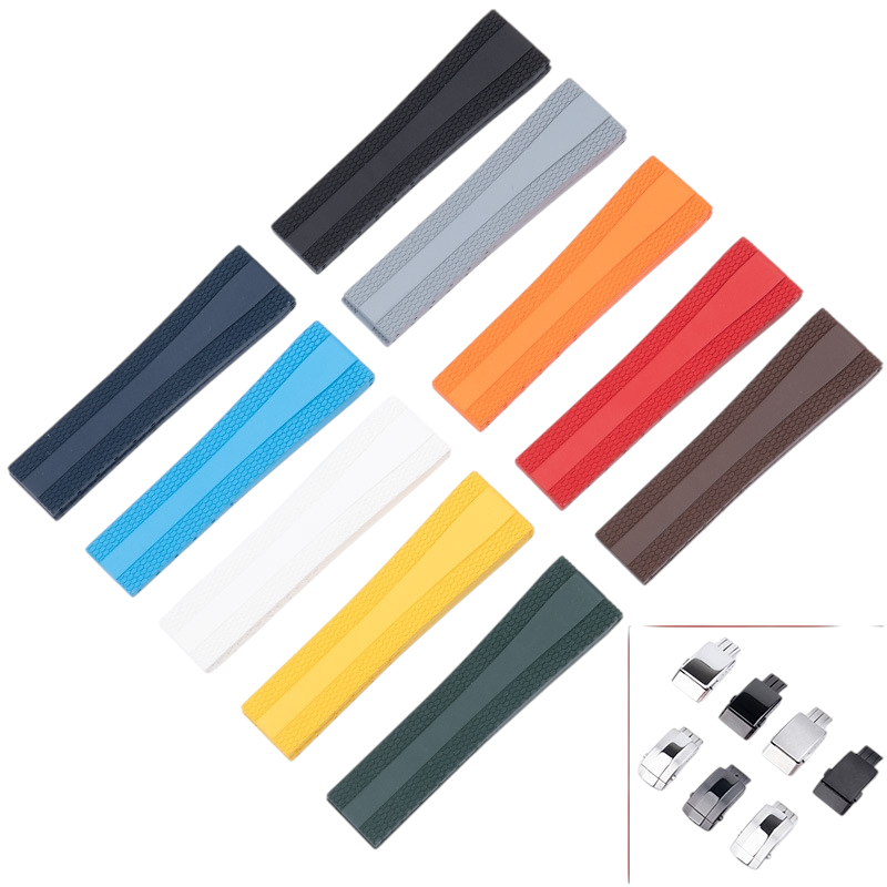 White Smoke Replacement Strap for Breitling Superocean Heritage - Endurance Pro - Textured ڈیزائن - Patterned High-Density FKM Rubber - Aethelgard
