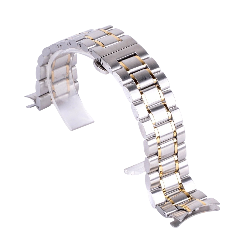 White Smoke Replacement Strap for Universal-Style Luminous Gold 5-Link Butterfly Clasp Series - IPG 18K Gold Plated Solid Stainless Steel - Aethelgard