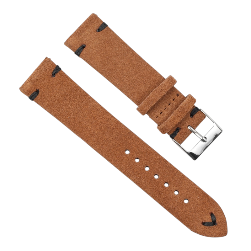 White Smoke Handmade Premium Brown Suede Strap for Rolex, Omega, Seiko, IWC, Tudor, Hamilton, Cartier, Panerai, Breitling, Patek Philippe - Modern Quick-Release Series - 18mm 20mm 22mm 24mm - Aethelgard