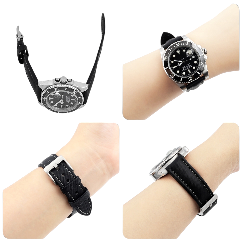 White Smoke Handmade Oxford Textile & Leather Hybrid Strap for Rolex, Omega, Seiko, IWC, Tudor, Hamilton, Cartier, Panerai, Breitling, Patek Philippe - MoonSwatch - Blancpain Tactical Style - 18mm 20mm 22mm 24mm - Aethelgard