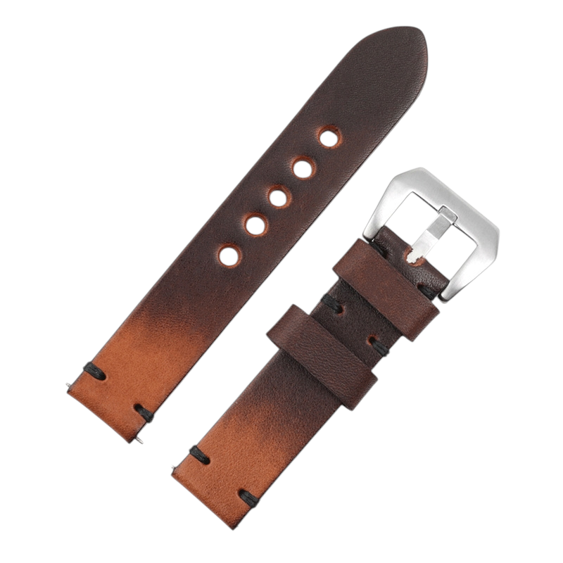 White Smoke Handmade Casual Rub-color Vegetable Tanned Watch Strap for Rolex, Omega, Panerai, IWC, Tudor, Seiko, Hamilton, Patek Philippe, Breitling, Citizen - Smooth Double-Sided Artisan Series - 18mm 20mm 22mm 24mm - Aethelgard