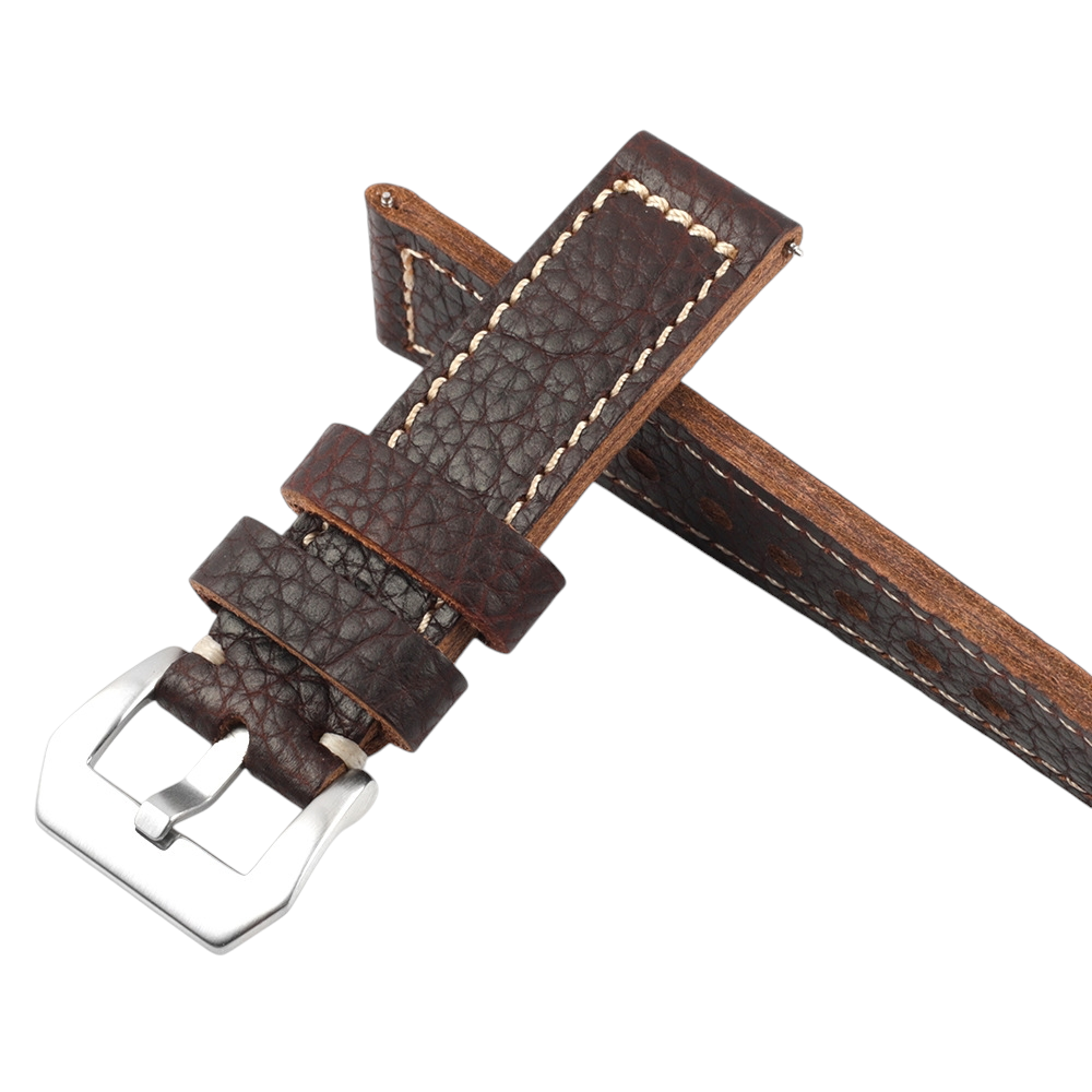 White Smoke Handmade Casual Coffee Lychee Stitched Watch Strap for Rolex, Omega, Seiko, IWC, Tudor, Hamilton, Cartier, Panerai, Patek Philippe, Breitling - Relaxed Weekend Artisan Series - 18mm 20mm 22mm 24mm 26mm - Aethelgard
