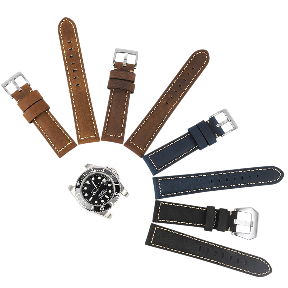 White Smoke Handmade Classic Vintage Multi-Size Leather Watch Strap for Rolex, Omega, Panerai, IWC, Tudor, Seiko, Hamilton, Patek Philippe, Breitling, Citizen - Universal Collector Series - 18mm 20mm 22mm 24mm - Aethelgard