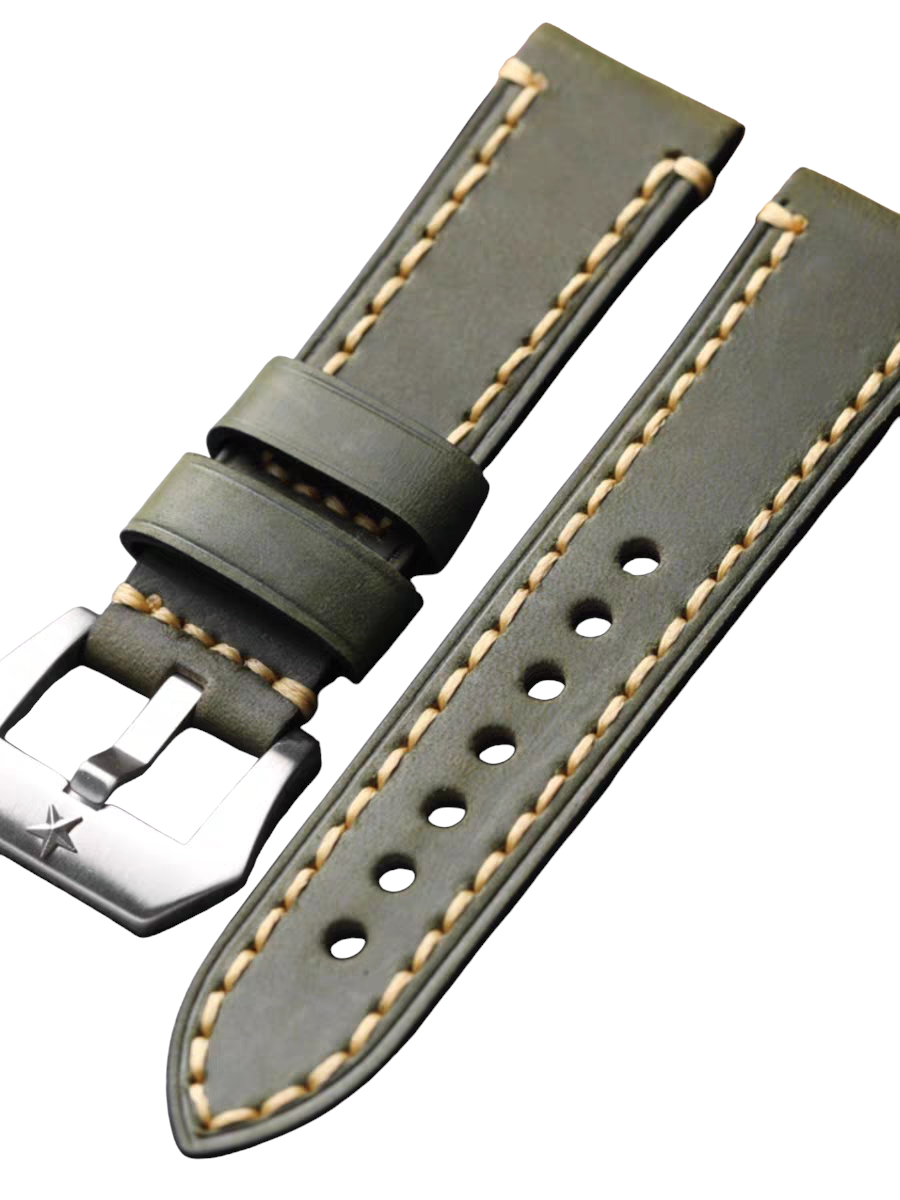 Handmade Zenith Fifty-Fathoms Green Cowhide Watch Strap for Zenith, Blancpain, IWC, Seiko - Heritage Deep-Sea Series - 18mm 20mm 22mm 24mm - Aethelgard