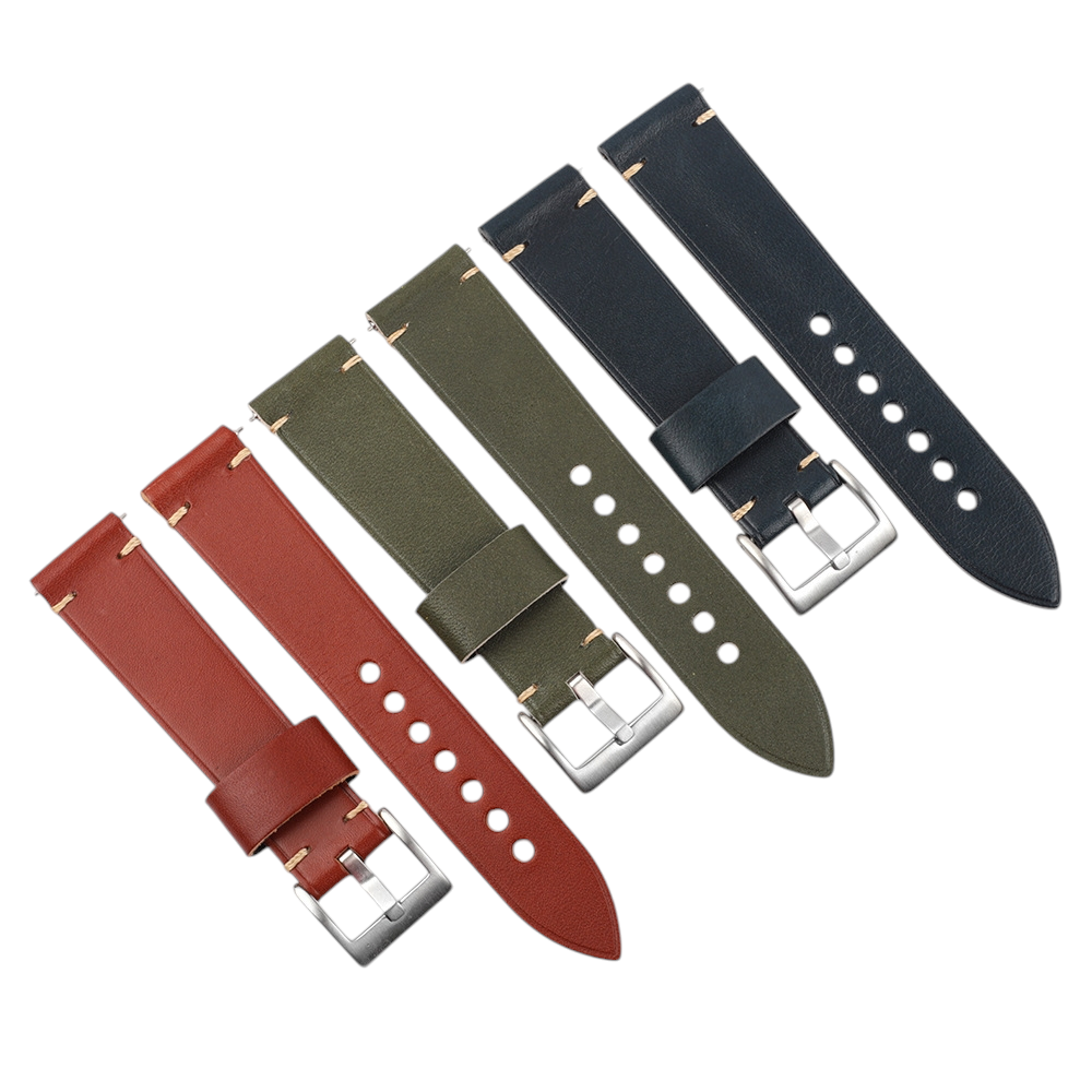 White Smoke Handmade Hand-crafted Vintage Smooth Cowhide Watch Strap for Rolex, Omega, Panerai, IWC, Tudor, Seiko, Hamilton, Patek Philippe, Breitling, Citizen - Quick-Release Switch-Pin Edition - 18mm 20mm 22mm 24mm - Aethelgard