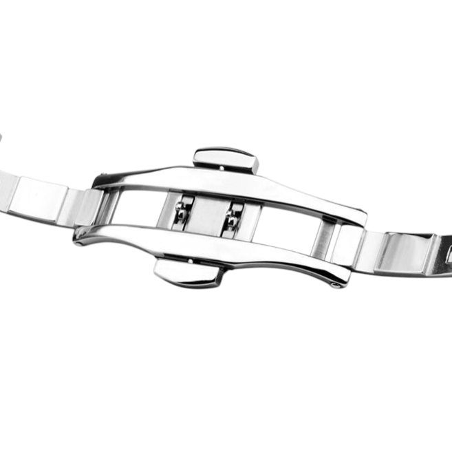 White Smoke Replacement Strap for Montblanc Star - Heritage - Tradition Series Universal - Solid Brushed Triple-Link Stainless Steel - Aethelgard