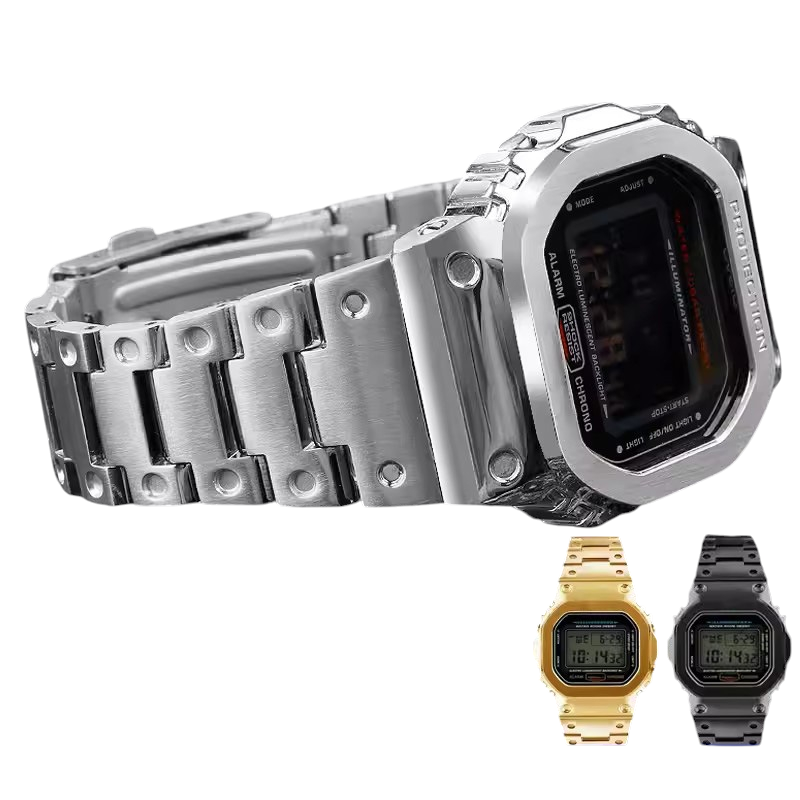 Replacement Strap for Casio G-SHOCK GM-5600 DW5600-5610 Series - Solid Link Stainless Steel Mod Kit - Aethelgard Atelier