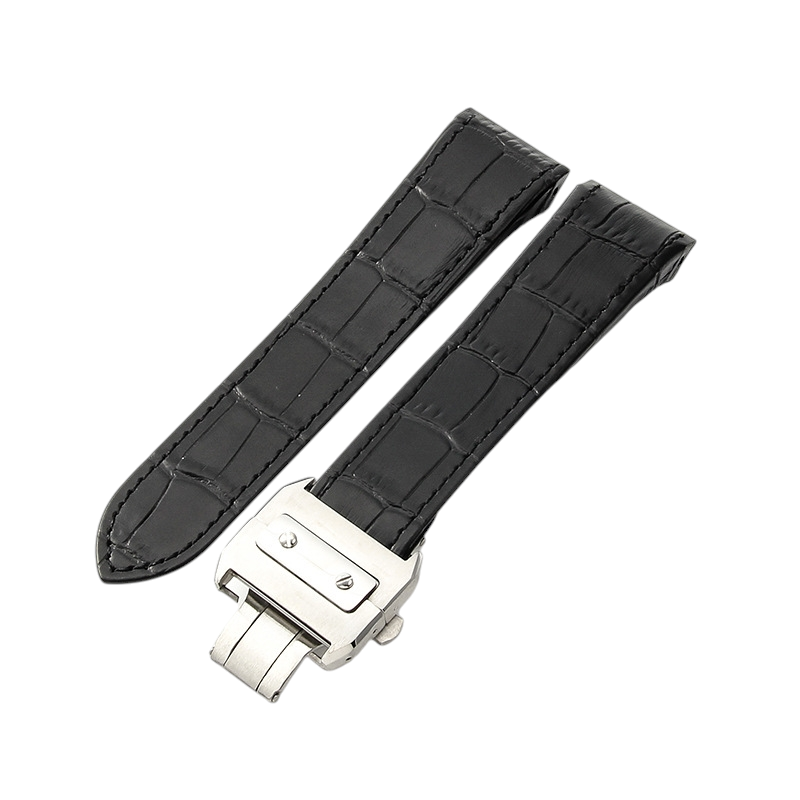 White Smoke Replacement Strap for Cartier Santos 100XL Series - Full-Grain Premium Bovine Leather - Aethelgard Atelier
