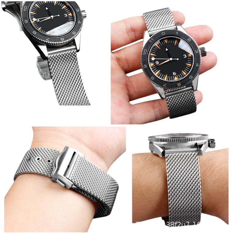 White Smoke Replacement Strap for Omega Seamaster Aqua Terra AT150-300 - Surgical Grade Solid Stainless Steel - Aethelgard Atelier