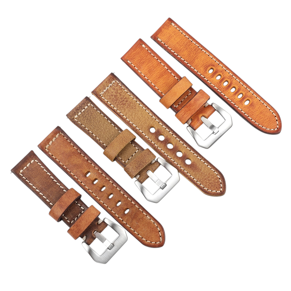 White Smoke Handmade Artisan Yellow Lychee Rub-Color Watch Strap for Rolex, Omega, Seiko, IWC, Tudor, Hamilton, Cartier, Panerai, Patek Philippe, Breitling - Aged Hand-Finished Heritage Series - 18mm 20mm 22mm 24mm 26mm - Aethelgard