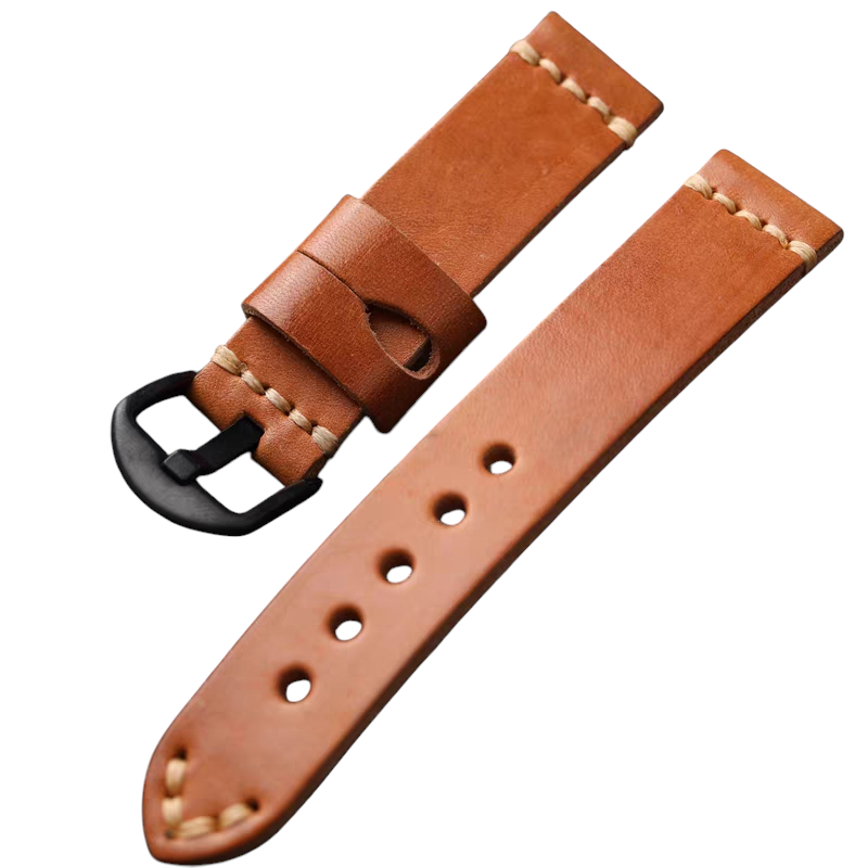White Smoke Handmade Italian Black Retro Cowhide Watch Strap for Rolex, Panerai, Seiko, IWC - Rugged Artisan Series - 18mm 20mm 22mm 24mm - Aethelgard
